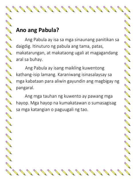 ano ang meaning ng pabula